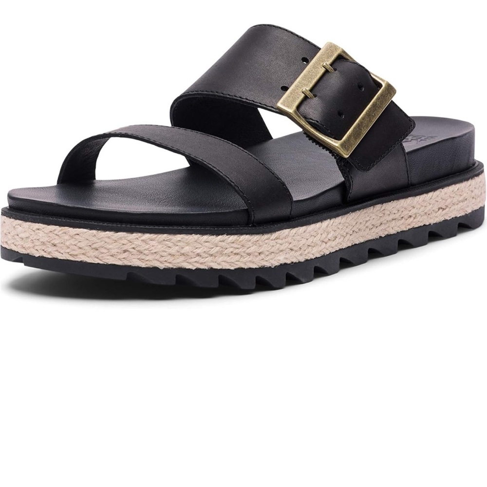 Sorel Black Roaming Sandals with rope detail